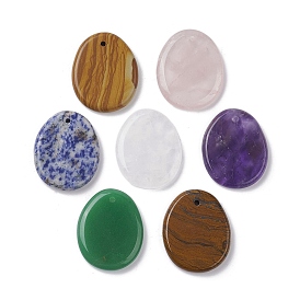 Natural Gemstone Pendants, Oval Charms