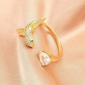 Манжеты из латуни с микро паве кубический цирконий для женщин, птица, долговечный, стойки покрытие