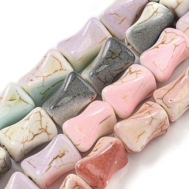 Baking Paint Synthetic Turquoise Beads Strands, with Enamel, Bone Shape