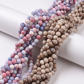 Brins de perles rondes en verre craquelé opaque, pierres d'imitation, ronde