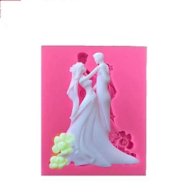 Wedding Theme Groom & Bride DIY Food Grade Silicone Molds, Fondant Molds, Resin Casting Molds, for Chocolate, Candy, UV Resin & Epoxy Resin Craft Making