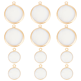 12 шт 2 стили натуральные пресноводные подвески из ракушек, с латунной фурнитурой , плоские круглые прелести