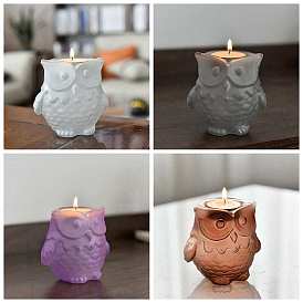 Glass Frosted Candle Holder, Owl Shape Tealight Candlestick