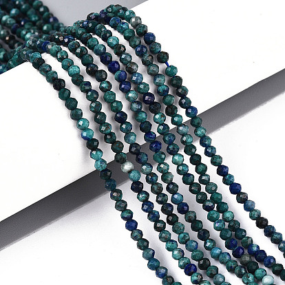 Натуральные бусы из хризоколлы и лазурита, круглые, граненые, окрашенные