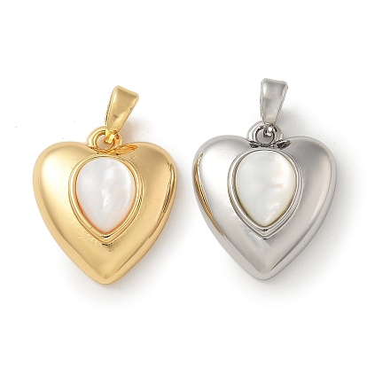 Подвески из латуни с белыми ракушками, сердце прелести
