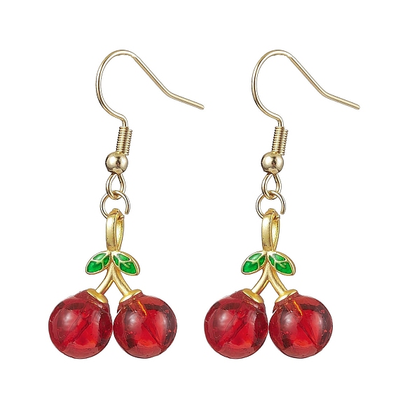 304 из нержавеющей стали болтаться серьги, с подвеской в виде вишни лэмпворк