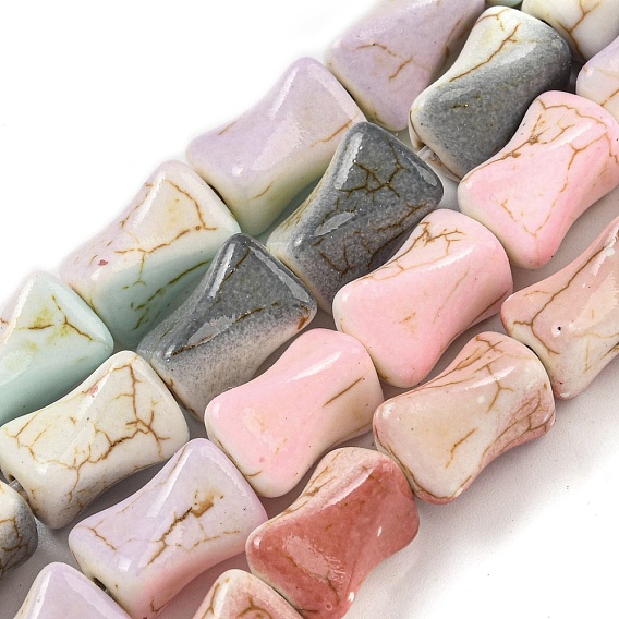 Синтетические бирюзовые бусины, покрытые краской для выпечки, с эмалью, формой кости