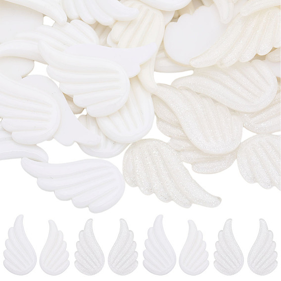 30 пары 2 цвета непрозрачные и полупрозрачные смоляные кабошоны, крыло ангела