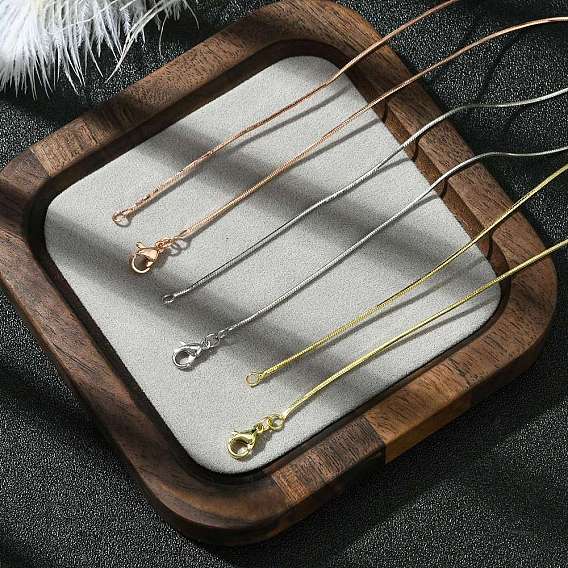 1мм стойка покрытие латунь квадратные змеиные цепи ожерелья для женщин мужчин, без кадмия и без свинца, 901 застежка из нержавеющей стали, долговечный