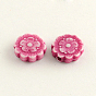 Craft Style Acrylic Beads, Flat Round with Flower, 10x3mm, Hole: 1.6mm, about 2400pcs/500g