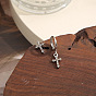 925 Silver Diamond Inlaid Asymmetric Cross Earrings - 2 Pieces Set