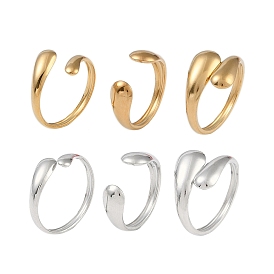 304 Stainless Steel Teardrop Open Cuff Rings for Women