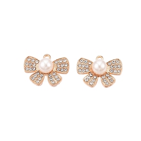 Alloy Rhinestone Charms, with ABS Imitation Pearl, Cadmium Free & Lead Free, Bowknot