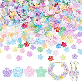 250pcs 4styles capuchons de perles acryliques, fleur