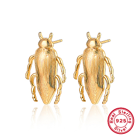 925 Sterling Silver Stud Earrings, Beetle