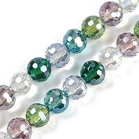 Electroplate Glass Beads Strands, Faceted, Round