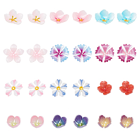 24pcs 12 perles en plastique de style, fleur