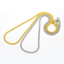 Men's 304 Stainless Steel Mesh Chain Necklaces, with Lobster Claw Clasps, 19.7 inch (500mm)