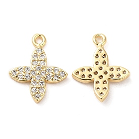 Brass Micro Pave Cubic Zirconia Charms, Flower