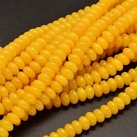 Dyed Natural Malaysia Jade Rondelle Bead Strands, Imitated Yellow Jade