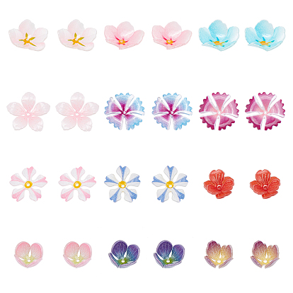 24pcs 12 perles en plastique de style, fleur