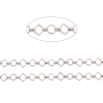 304 Stainless Steel Rhombus & Sun Link Chain, Unwelded