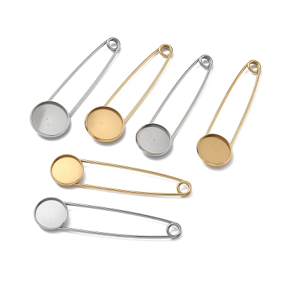 304 Основание для броши из нержавеющей стали в виде английской булавки, с плоскими круглыми подушечками, ионное покрытие (ip)