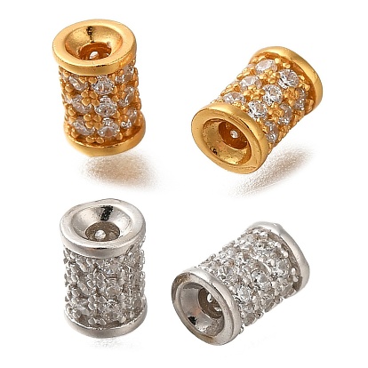 925 бусины из стерлингового серебра с микропаве, прозрачные бусины из кубического циркония, колонка