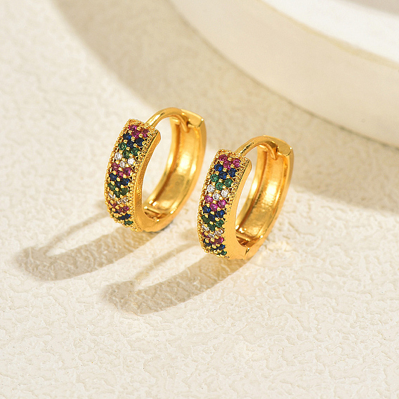 Кольцо из латуни серьги обруча, с кубического циркония, золотые