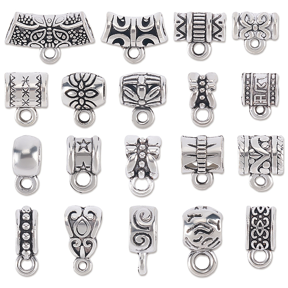 190 pcs 19 styles bélières en alliage de style tibétain