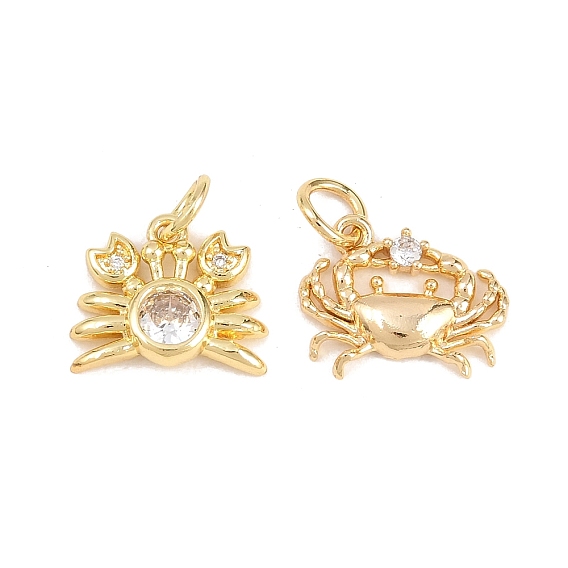 Латунные микропаве прозрачные подвески с фианитом, крабовые прелести, долговечный, стойки покрытие, без свинца и без кадмия