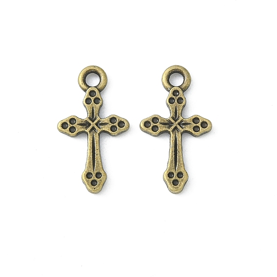 Alloy Pendants, Lead Free and Cadmium Free, Cross, about 19mm long, 10.5mm wide, 2mm thick, hole: 2mm