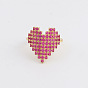 Fashionable Heart-shaped Ring with Full Rhinestones, Adjustable and Bold Design