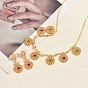 Ensembles de boucles d'oreilles pendantes rondes en alliage vintage et zircon cubique coloré, avec colliers assortis, pour femmes