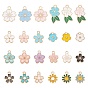 120Pcs 24 Style Alloy Enamel Charms, Hibiscus/Sakura Flower