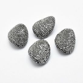 Polymer Clay Rhinestone Beads, Twist Oval