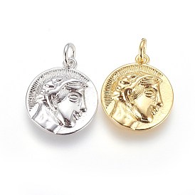 Латунные подвески, плоские круглые с человека