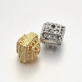 Bicone Brass Hollow Filigree Beads, 13x12x12mm, Hole: 2.5mm