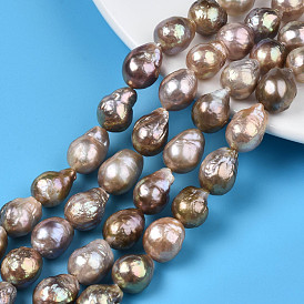 Hebras de perlas keshi de perlas barrocas naturales, perla cultivada de agua dulce, oval