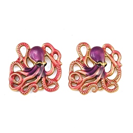 304 Edelstahl mit lila Emaille-Anhängern, Oktopus-Anhänger, Ionenbeschichtung (ip)
