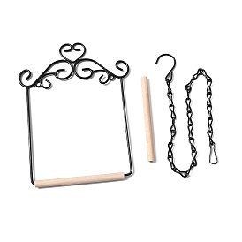 Железная подставка для попугая с деревянной перекладиной, Подвесная подставка для птиц с цепочкой и крючком.