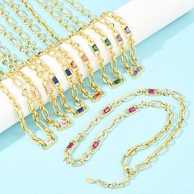 7 мм латунная цепочка с фиаро и инкрустацией кубическим цирконием, без кадмия и без свинца, стойки покрытие, долговечный, реальный 18 k позолоченный