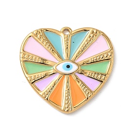 304 подвески из нержавеющей стали, с эмалью, ионное покрытие (ip), сердце с оберегом от сглаза, реальный 18 k позолоченный