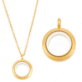 Набор для самостоятельного изготовления ожерелья с плавающими подвесками, включая 304 плоские круглые подвески-медальоны из нержавеющей стали и тросовые цепочки