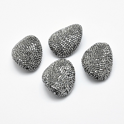 Polymer Clay Rhinestone Beads, Twist Oval