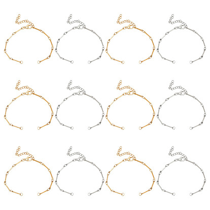 12 шт. 2 цвета 304 изготовление браслета-цепочки из нержавеющей стали, с карабин-лобстерами 