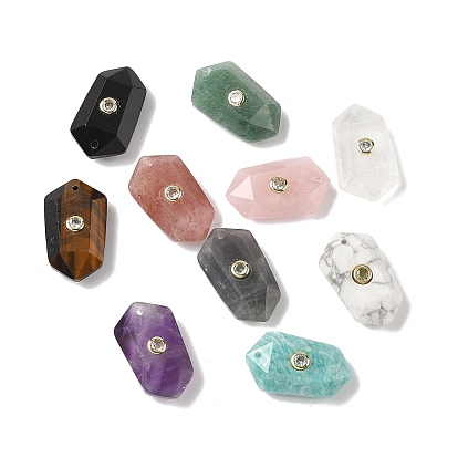 Подвески с ограненными драгоценными камнями, подвески в форме кристального кластера, с латунными микро проложить кубических выводы циркония, золотые