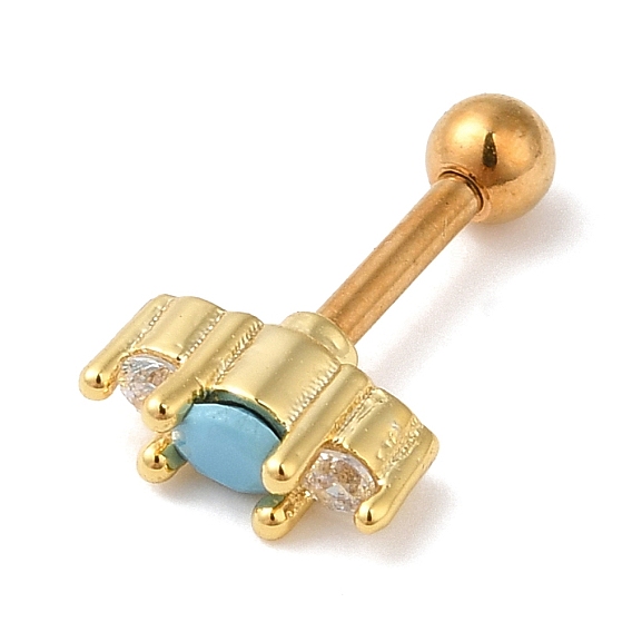 Латунное кольцо для губ «конский глаз» с фианитами, 316 пирсинг из нержавеющей стали