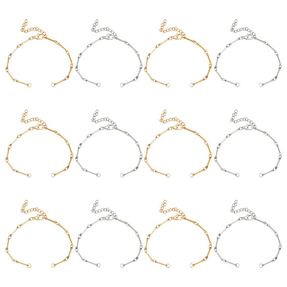 12 шт. 2 цвета 304 изготовление браслета-цепочки из нержавеющей стали, с карабин-лобстерами 