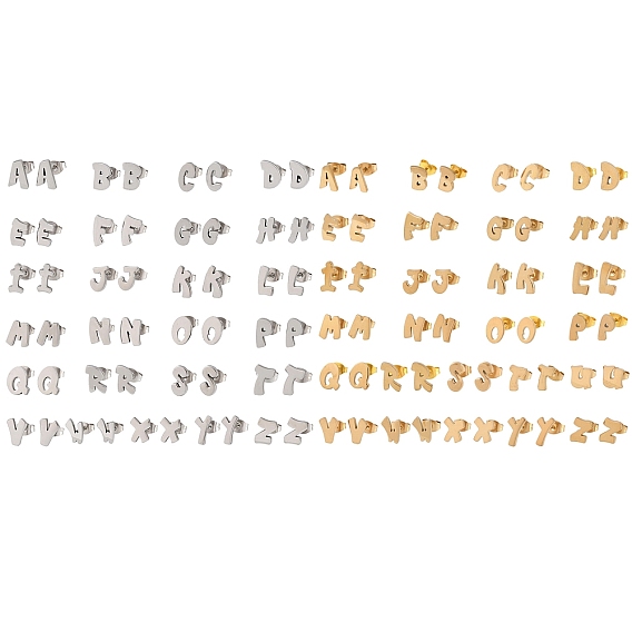 304 серьги-гвоздики из нержавеющей стали для женщин, Письмо ~ Z, ионное покрытие (ip)